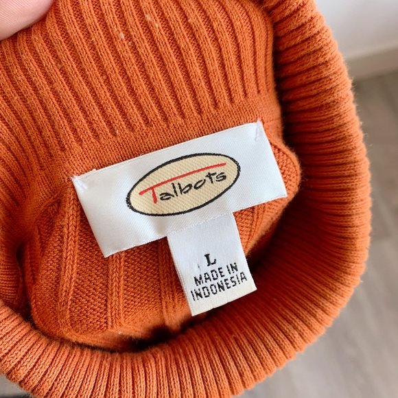 Talbots Burnt Orange Ribbed Long Sleeve Turtleneck Shirt Top Size Large - Picture 5 of 5